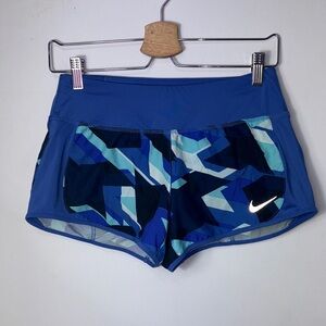Nike Women's Blue Geometric Athletic Shorts